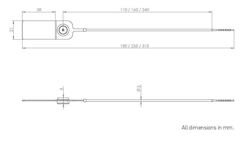 GP416 Metal Klipsli Kayış Mühür teknik çizimi